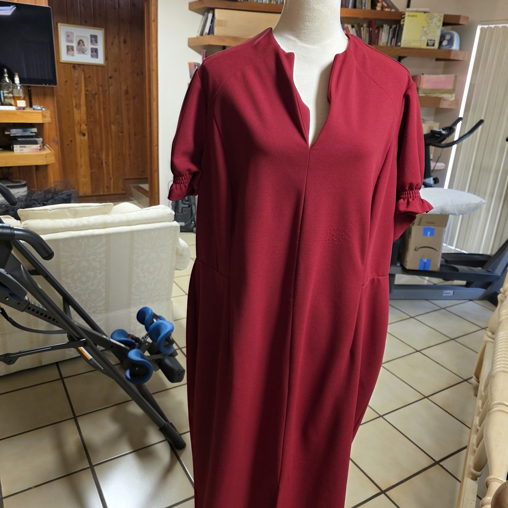 London Times red Dress with Ruffle Sleeves